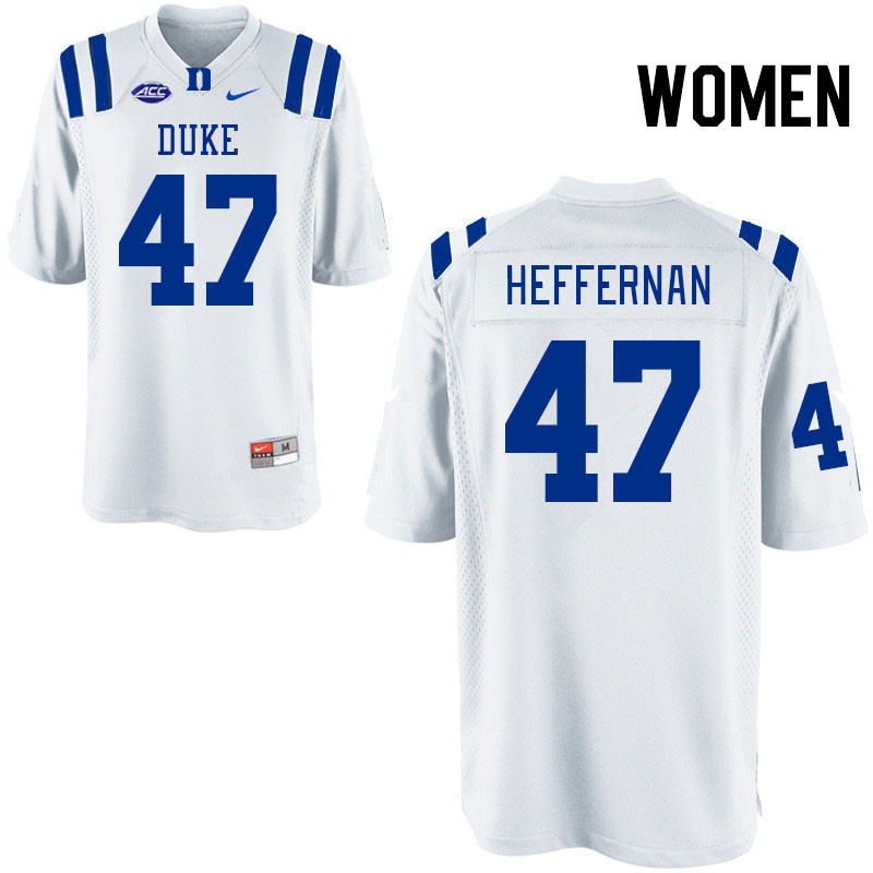 Women #47 Joe Heffernan Duke Blue Devils College Football Jerseys Stitched Sale-White - Click Image to Close